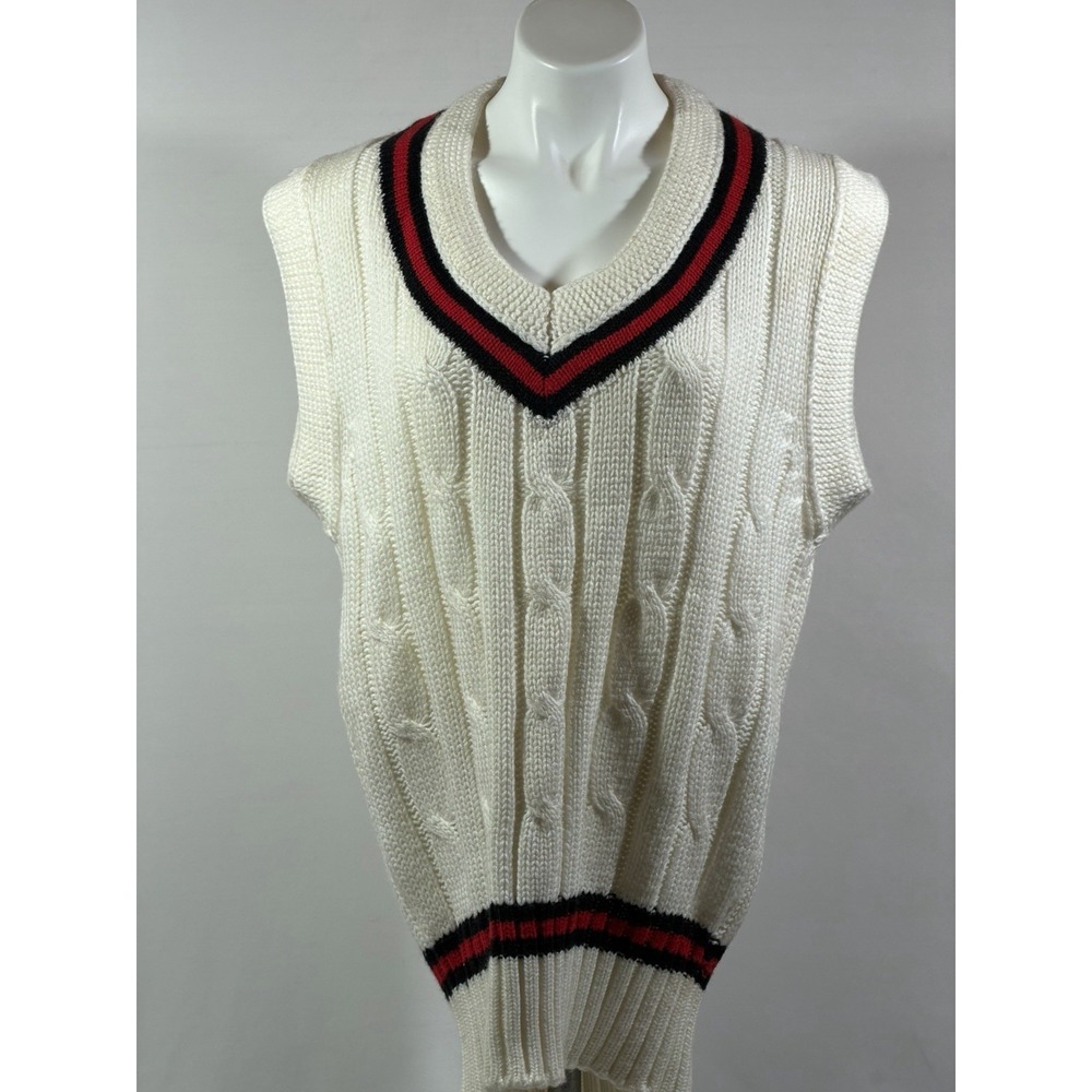 Eagle Eye Women Sweater Vest‎ Medium Ivory Cable Knit Vintage Style Fashion Top